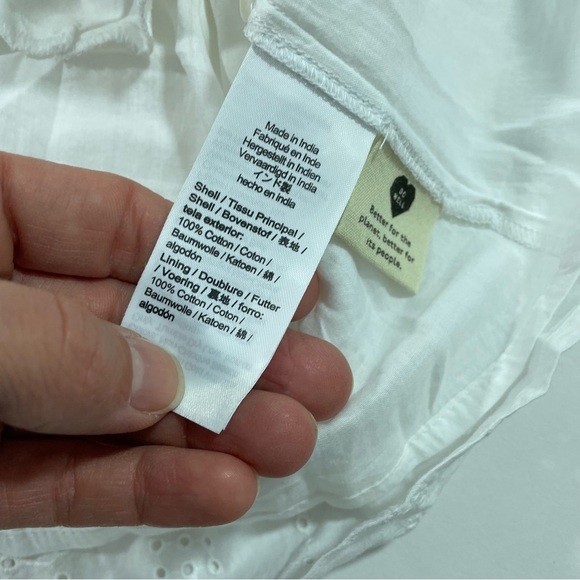 New Madewell Button-Front V Neck Mini Dress White Eyelet - Picture 5 of 9